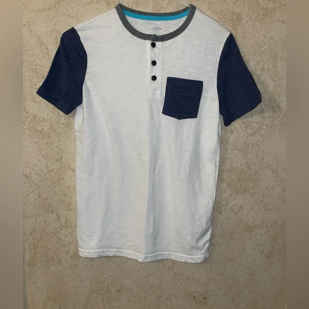 Old Navy White and Navy Boys Henley Shirt
